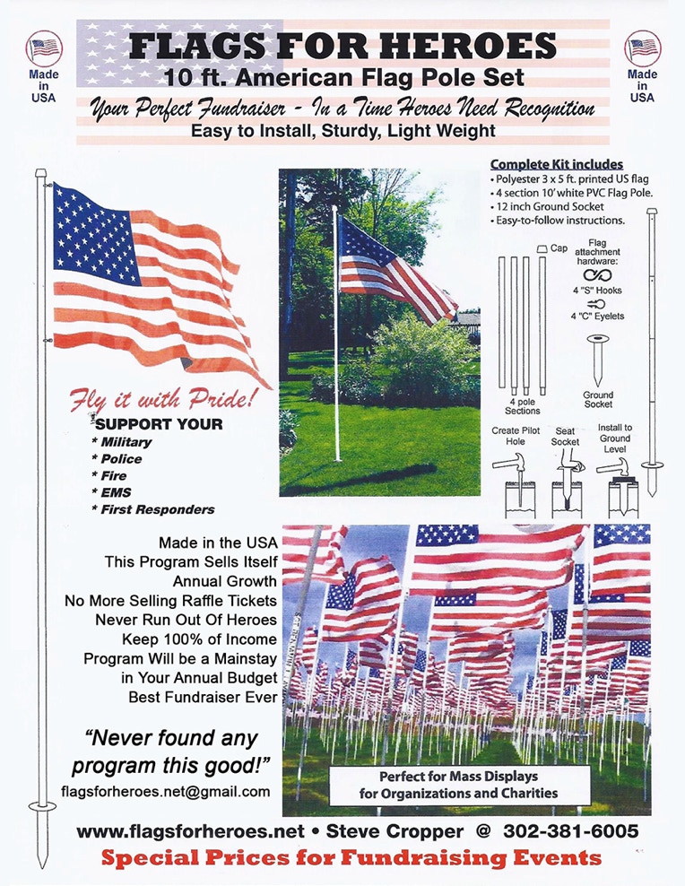 Flags for Heroes - 10ft. American Flag Pole Set Easy to install, sturdy, light weight document
